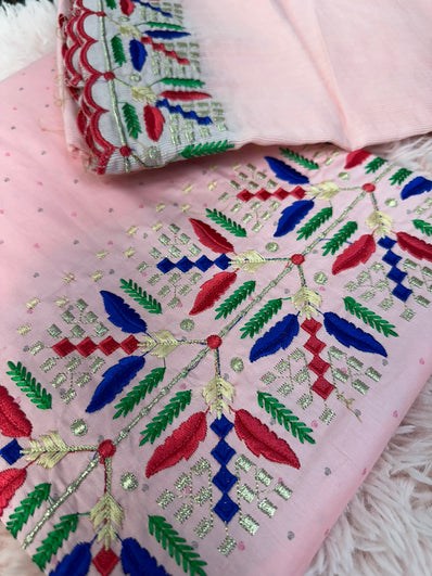 Unstitched Suit Material- 402 Pink