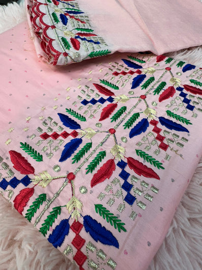 Unstitched Suit Material- 402 Pink