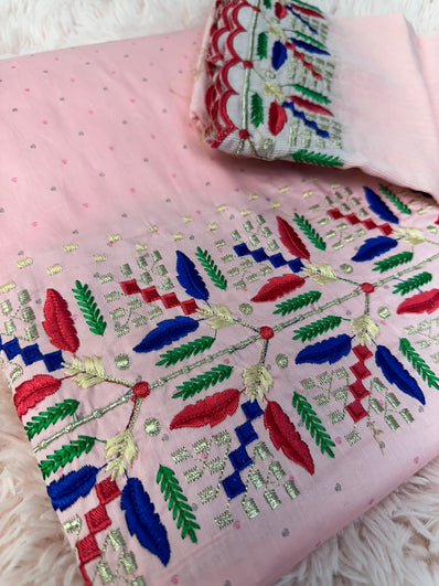 Unstitched Suit Material- 402 Pink