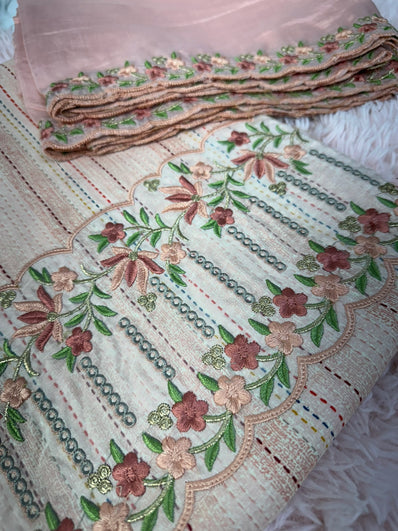 Unstitched Suit Material- 401 Peach