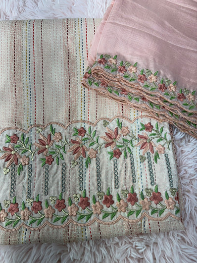 Unstitched Suit Material- 401 Peach