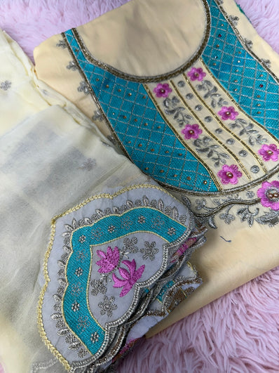 Unstitched Suit Material- 399 Yellow