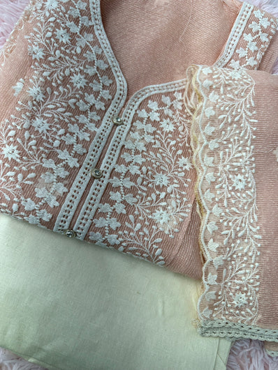 Unstitched Suit Material- 397 Peach