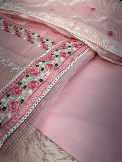 Unstitched Suit Material- 396 Pink