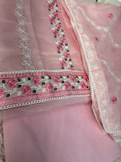 Unstitched Suit Material- 396 Pink
