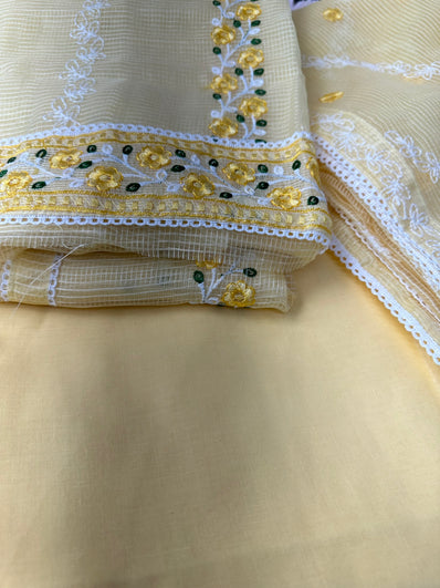 Unstitched Suit Material- 396 Yellow