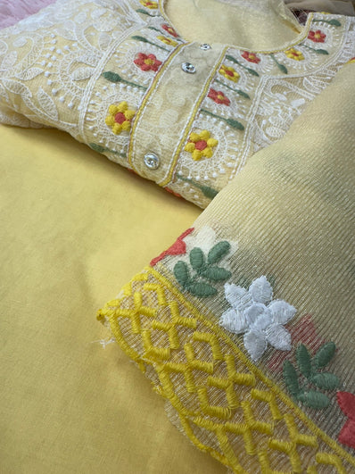 Unstitched Suit Material- 395 Yellow