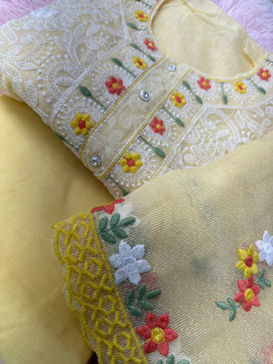 Unstitched Suit Material- 395 Yellow