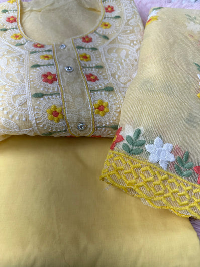 Unstitched Suit Material- 395 Yellow