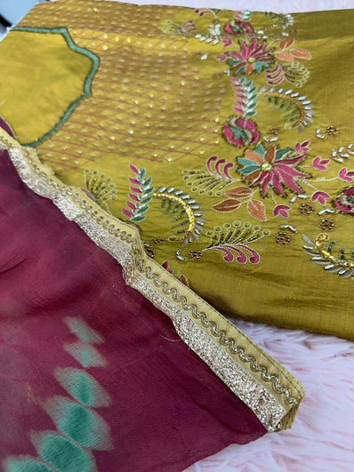 Unstitched Suit Material- 394 Mustard