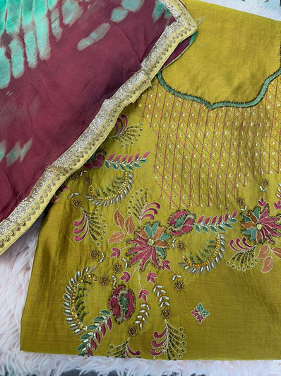 Unstitched Suit Material- 394 Mustard