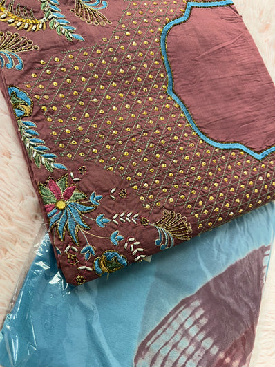 Unstitched Suit Material- 394 Light Plum