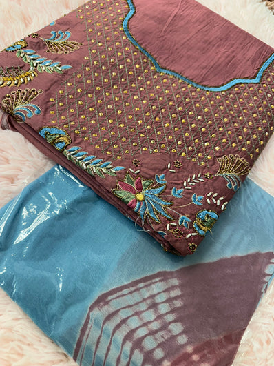 Unstitched Suit Material- 394 Light Plum