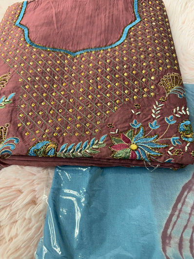 Unstitched Suit Material- 394 Light Plum