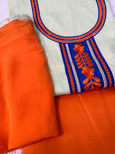 Unstitched Suit Material- 393 Light Gold