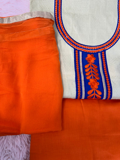 Unstitched Suit Material- 393 Light Gold