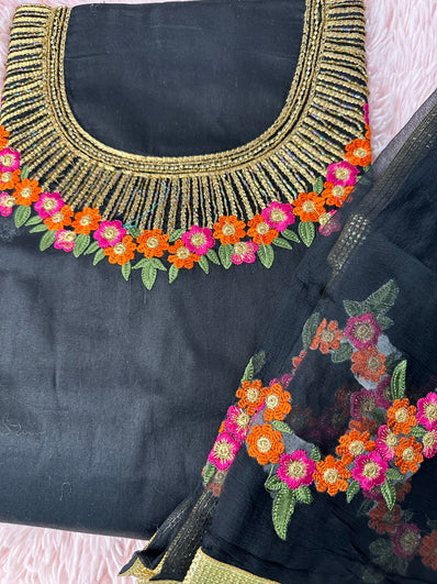 Unstitched Suit Material- 390 Black