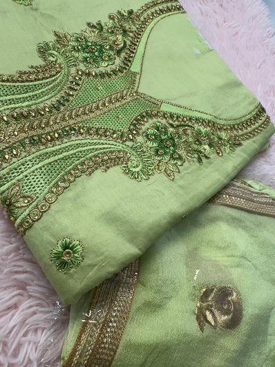 Unstitched Suit Material- 388 Green