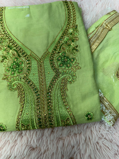 Unstitched Suit Material- 388 Green