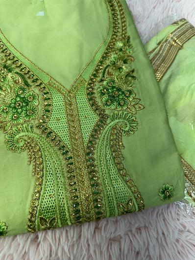 Unstitched Suit Material- 388 Green