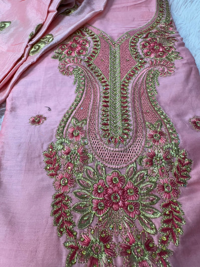 Unstitched Suit Material- 388 Pink