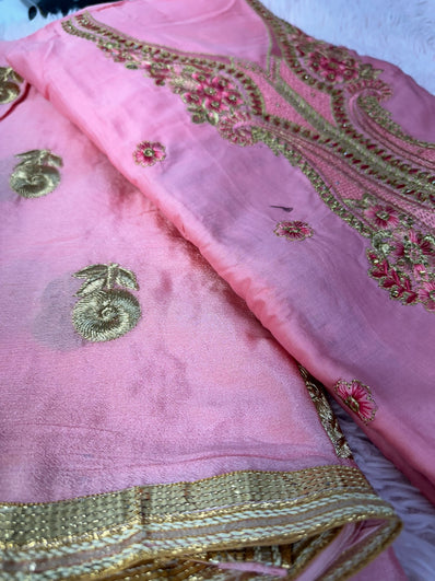 Unstitched Suit Material- 388 Pink