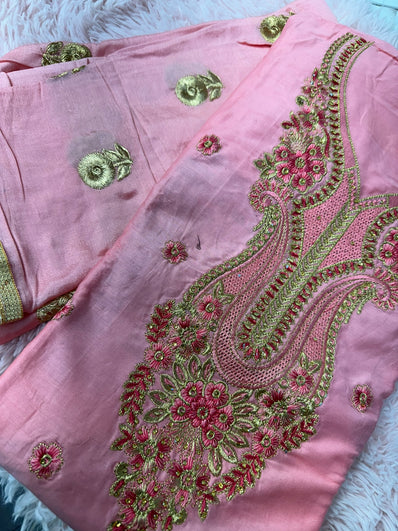 Unstitched Suit Material- 388 Pink