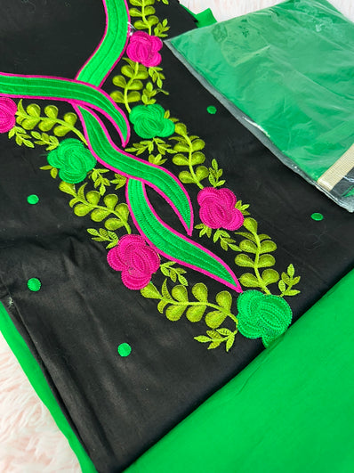 Unstitched Suit Material- 371 Green