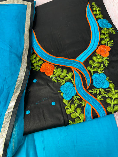 Unstitched Suit Material- 371 Blue