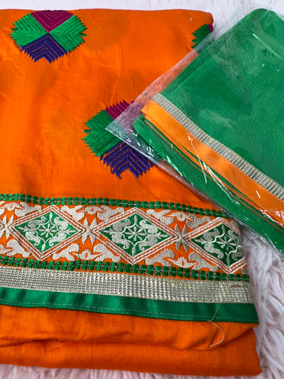 Unstitched Suit Material- 368 Orange