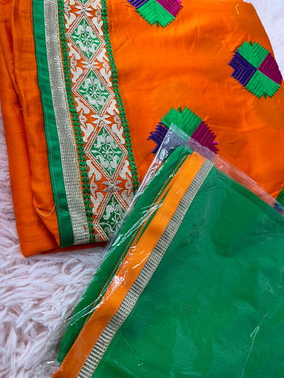 Unstitched Suit Material- 368 Orange