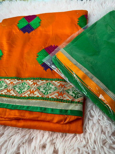 Unstitched Suit Material- 368 Orange