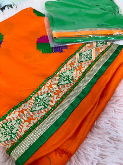 Unstitched Suit Material- 368 Orange