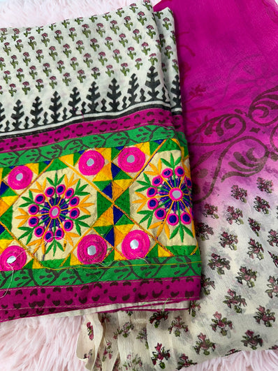 Unstitched Suit Material- 366 Pink