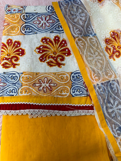 Unstitched Suit Material- 365 Yellow