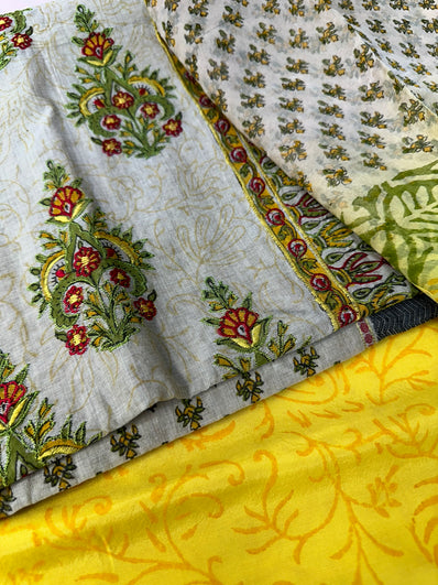 Unstitched Suit Material- 385 Yellow