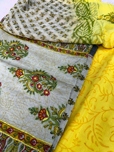 Unstitched Suit Material- 385 Yellow