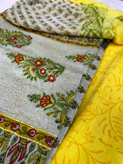 Unstitched Suit Material- 385 Yellow