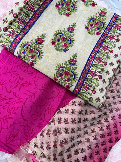 Unstitched Suit Material- 385 Pink