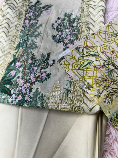 Unstitched Suit Material- 384 Beige