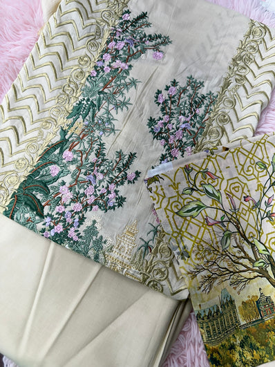 Unstitched Suit Material- 384 Beige