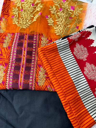 Unstitched Suit Material- 383 Black