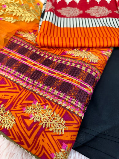 Unstitched Suit Material- 383 Black