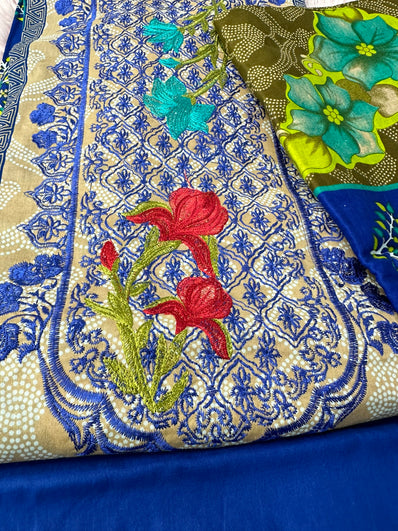 Unstitched Suit Material- 381 Blue