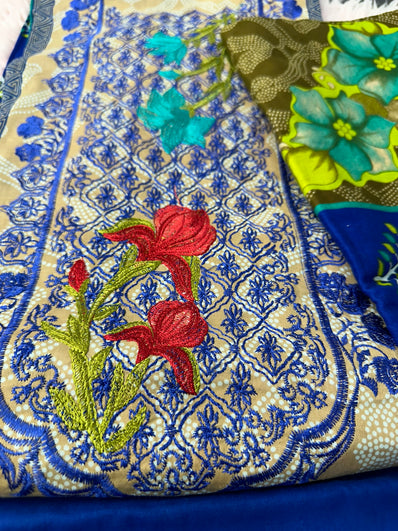 Unstitched Suit Material- 381 Blue