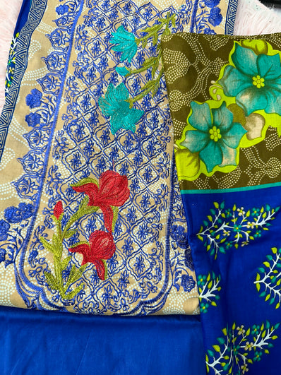 Unstitched Suit Material- 381 Blue