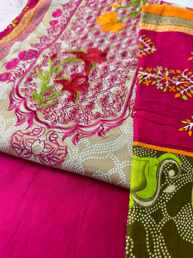 Unstitched Suit Material- 381 Pink