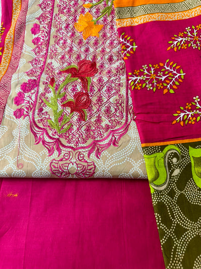 Unstitched Suit Material- 381 Pink