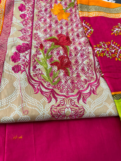 Unstitched Suit Material- 381 Pink