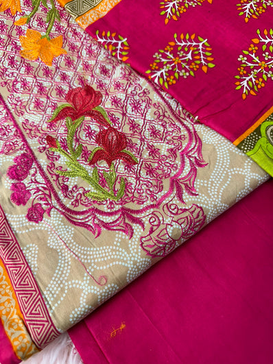 Unstitched Suit Material- 381 Pink